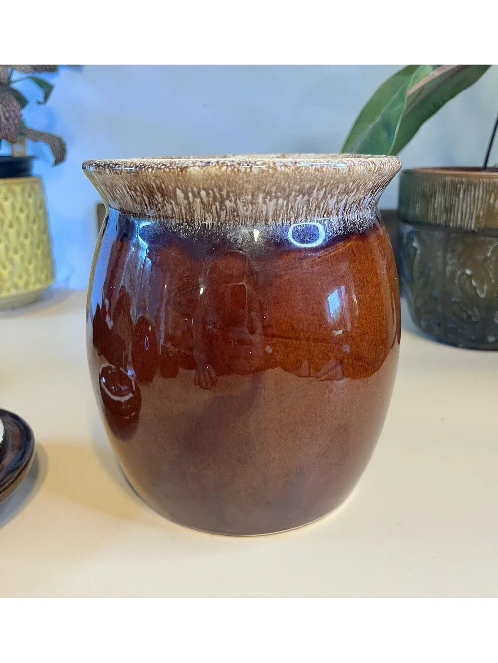 Hull Pottery Vintage Brown Drip Glaze Cookie Jar USA Canister / Lid MCM VG Cond